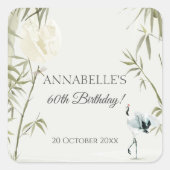 Elegante Oosterse 60e Verjaardagsfeest Envelopzege Vierkante Sticker (Voorkant)