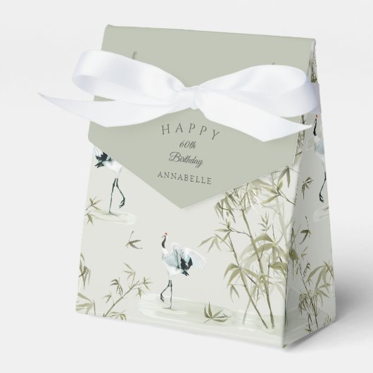 Elegante Oosterse Bamboekraan 60e verjaardag Bedankdoosjes (Voorkant Zijde)