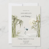 Elegante Oosterse Bamboekraan 60e Verjaardagsfeest Kaart (Voorkant)