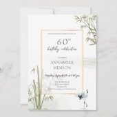 Elegante Oosterse Bamboekraan 60e Verjaardagsfeest Kaart (Voorkant)