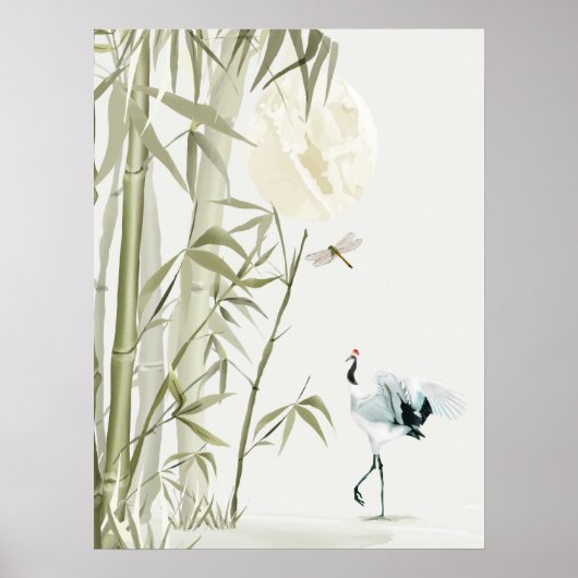 Elegante oosterse bamboekraan poster (Voorkant)
