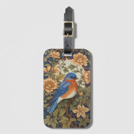 Elegante Oosterse Bluebird William Morris Geïnspir Bagagelabel