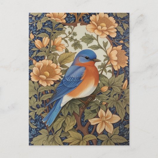 Elegante Oosterse Bluebird William Morris Geïnspir Briefkaart (Voorkant)