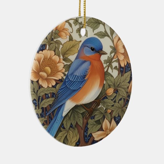Elegante Oosterse Bluebird William Morris Geïnspir Keramisch Ornament (Rechts)