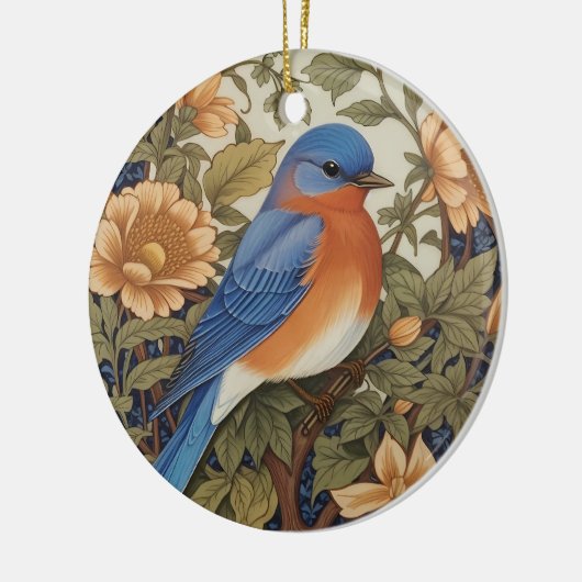 Elegante Oosterse Bluebird William Morris Geïnspir Keramisch Ornament (Links)