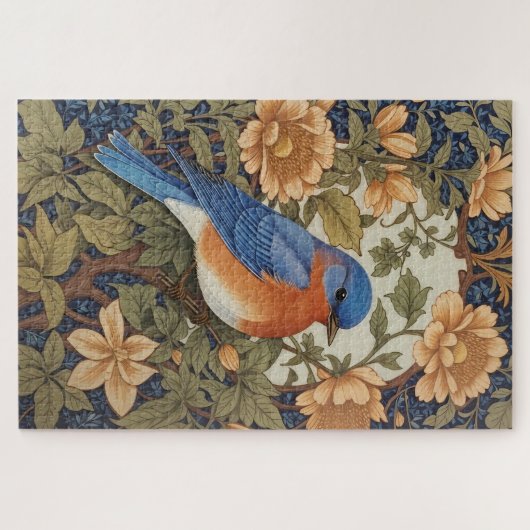 Elegante Oosterse Bluebird William Morris Geïnspir Legpuzzel (Horizontaal)