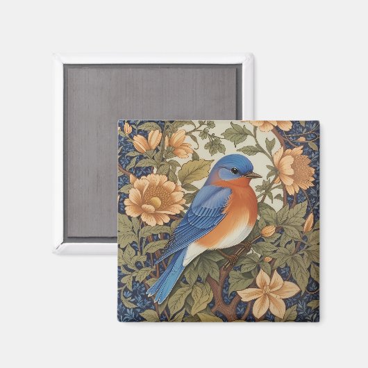 Elegante Oosterse Bluebird William Morris Geïnspir Magneet (Voorkant / Achterkant)
