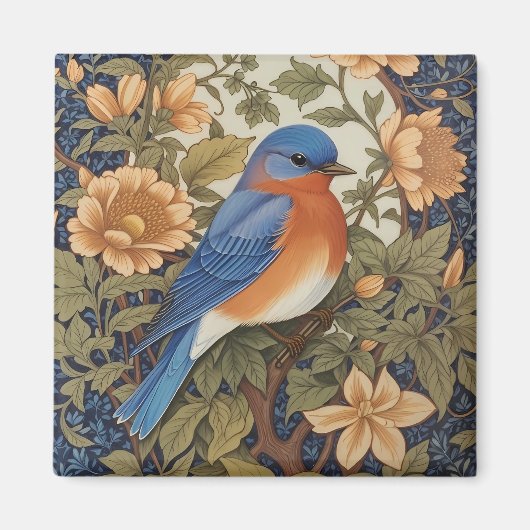 Elegante Oosterse Bluebird William Morris Geïnspir Magneet (Voorkant)