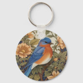 Elegante Oosterse Bluebird William Morris Geïnspir Sleutelhanger (Voorkant)