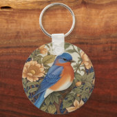 Elegante Oosterse Bluebird William Morris Geïnspir Sleutelhanger (Achterkant)