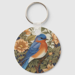 Elegante Oosterse Bluebird William Morris Geïnspir Sleutelhanger