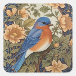 Elegante Oosterse Bluebird William Morris Geïnspir Vierkante Sticker