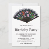 Elegante Oosterse Japanse Bloemenfan Verjaardag Kaart (Voorkant)