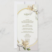 Elegante Oosterse Magnolia Trouwtafel Menu Kaart (Voorkant)