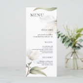 Elegante Oosterse Magnolia Witte Bloem Bruiloft Menu (Staand voorkant)