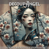 Elegante oosterse vrouw onder de bloemen - Decoupa Inpakpapier Vel