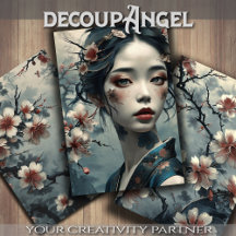 Elegante oosterse vrouw onder de bloemen - Decoupa