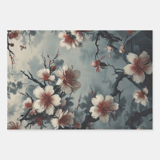 Elegante oosterse vrouw onder de bloemen - Decoupa Inpakpapier Vel (Voorkant 2)