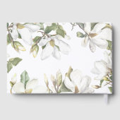 Elegante oosterse witte magnolia bruiloft gastenboek (Achterkant)