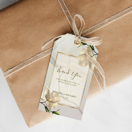 Elegante oosterse witte magnolia bruiloft gunst cadeaulabel