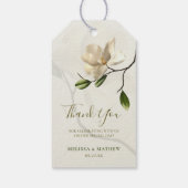 Elegante oosterse witte magnolia bruiloft gunst cadeaulabel (Achterkant)