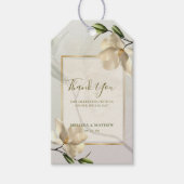 Elegante oosterse witte magnolia bruiloft gunst cadeaulabel (Voorkant)