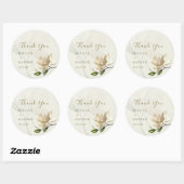 Elegante oosterse witte magnolia bruiloft gunst ronde sticker (Vel)