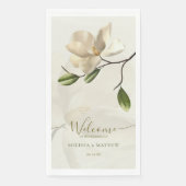 Elegante oosterse witte magnolia bruiloft servet (Voorkant)