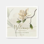 Elegante oosterse witte magnolia bruiloft servet (Voorkant)