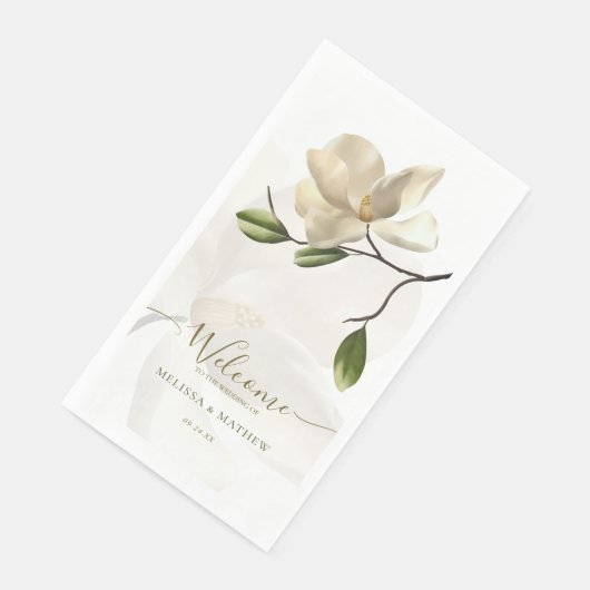 Elegante oosterse witte magnolia bruiloft servet (Hoek)