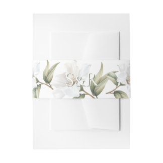 Elegante Oosterse Witte Magnolia Bruiloft Uitnodigingen Wikkel