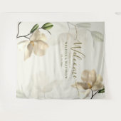 Elegante oosterse witte magnolia welkom wandkleed (Voorkant (horizontaal))