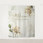 Elegante oosterse witte magnolia welkom wandkleed (Voorkant)