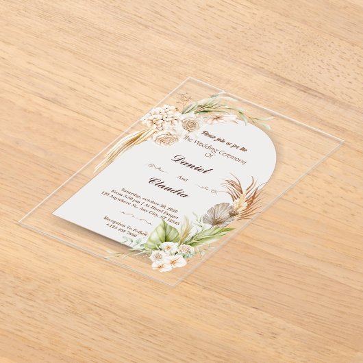 Elegante op maat gemaakte acryl trouwkaarten acryl uitnodigingen (Laagn)