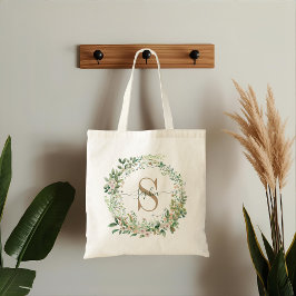 Elegante op maat gemaakte botanische monogram met tote bag