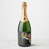 Elegante op maat gemaakte bruiloftsfoto met mousse sparkling wijnetiket (Voorkant)