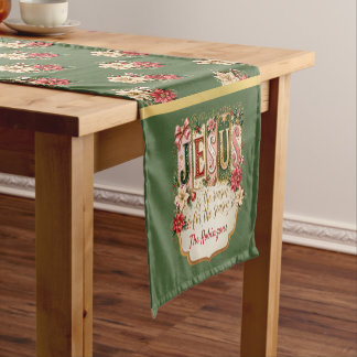 Elegante op maat gemaakte kerstfeest groen korte tafelloper