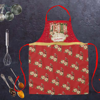 Elegante op maat gemaakte kerstfeestelijke rode gr schort