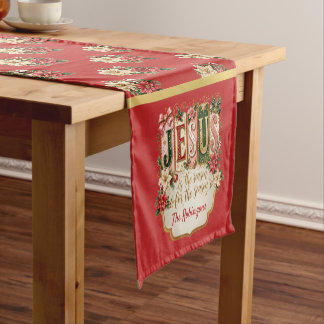 Elegante op maat gemaakte kerstfeestelijke rode  korte tafelloper