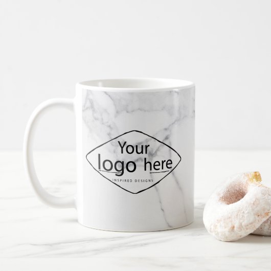 Elegante op maat gemaakte marmeren mok - Logo bewe (Met donut)