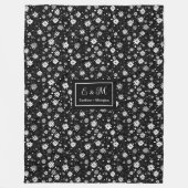 Elegante op maat gemaakte monochrome wilde bloemen fleece deken (Voorkant)