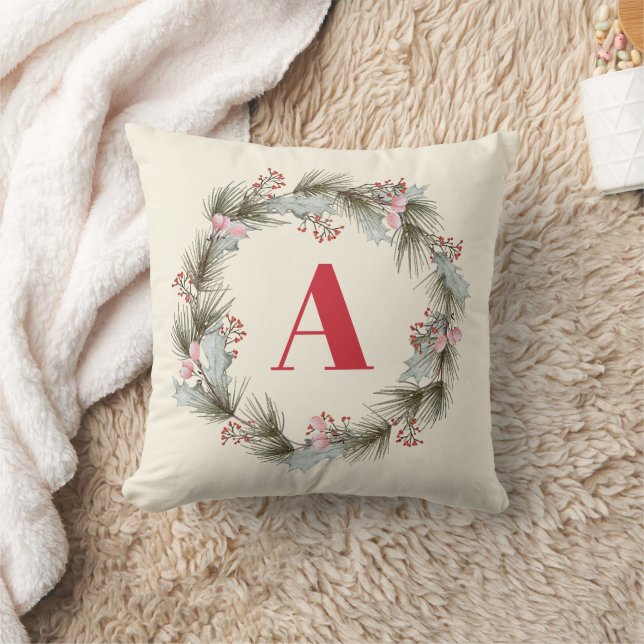 Elegante op maat gemaakte monogram kerstkrans  kussen (Deken)