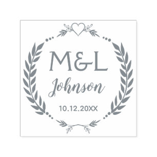 Elegante op maat gemaakte monogrammen Huwelijk Zel Zelfinktende Stempel