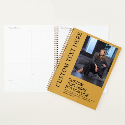 Elegante op maat gemaakte mosterdgele tekst afbeel planner (Display)