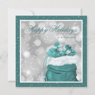 Elegante op maat gemaakte turquoise kerst wenskaar feestdagenkaart