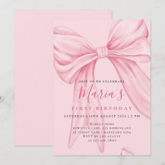 Elegante op maat gemaakte waterverf roze strik eer kaart