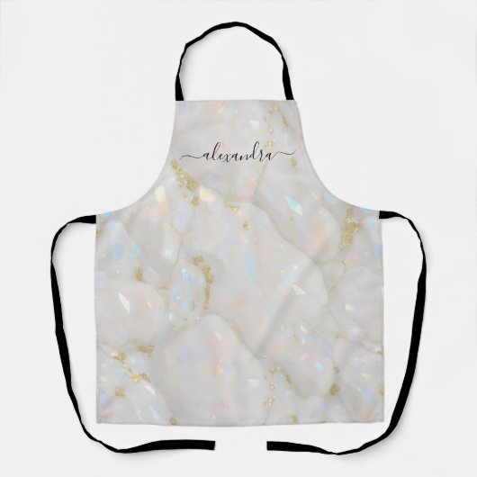 Elegante opaal edelsteen marmer iriserend schort (Voorkant)