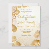 Elegante Opaal en Goud Zeeschelp bruiloft uitnodig Kaart (Voorkant)