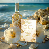 Elegante Opaal en Goud Zeeschelp bruiloft uitnodig Kaart
