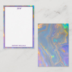 Elegante opaal Monogram Initiaal Briefpapier Notitiekaartje